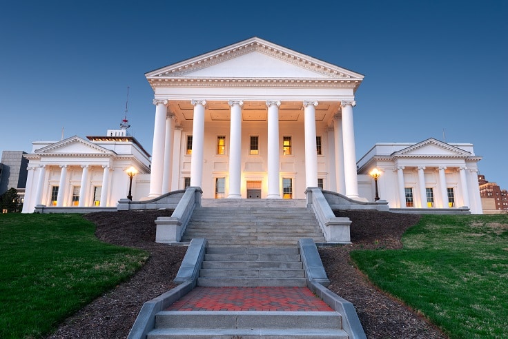 Virginia State Capitol in Richmond, Virginia, USA at twilight.